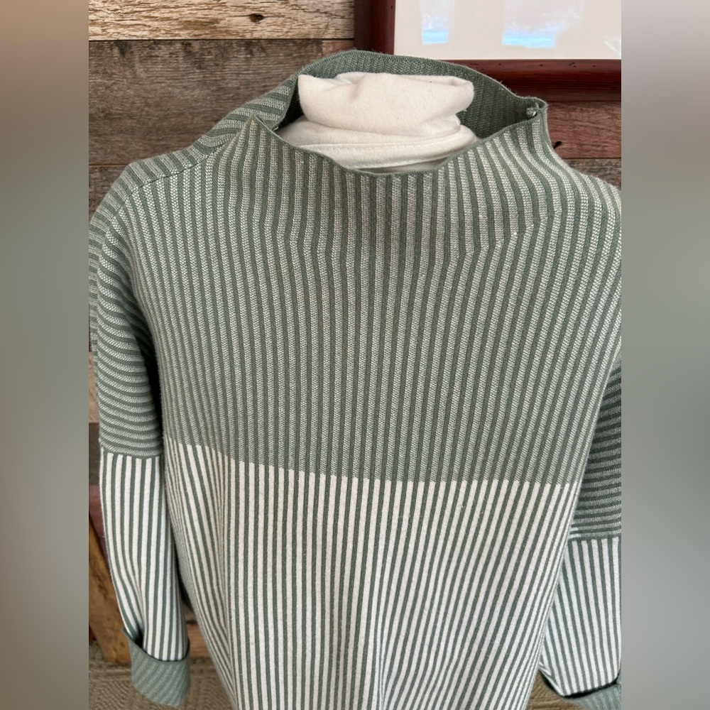 Rachel Zoe Mint and White Knit Tunic Sweater 1x Mock Neck - Picture 3 of 5